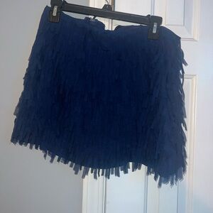 Elegant Navy Fringe Mini Skirt